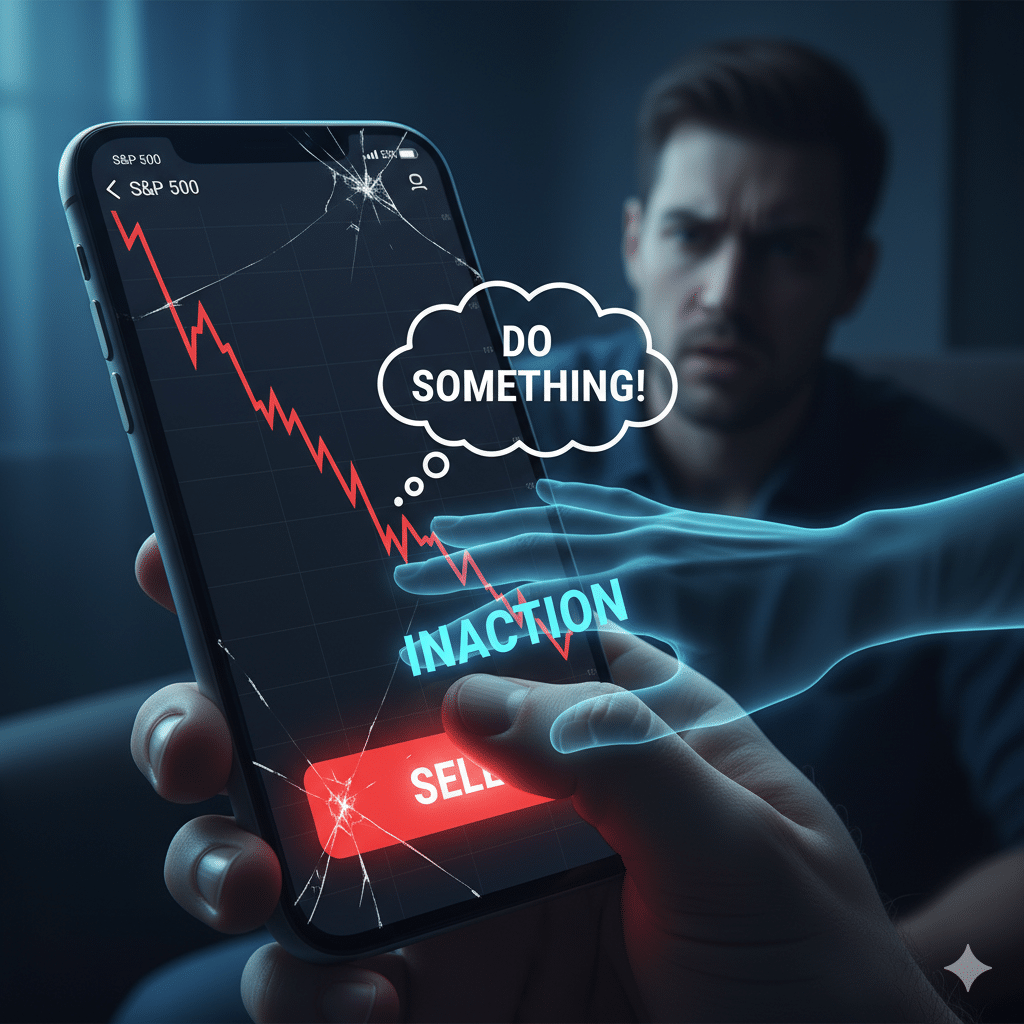 S&P 500 폭락장에서 행동 유혹을 참는 투자자